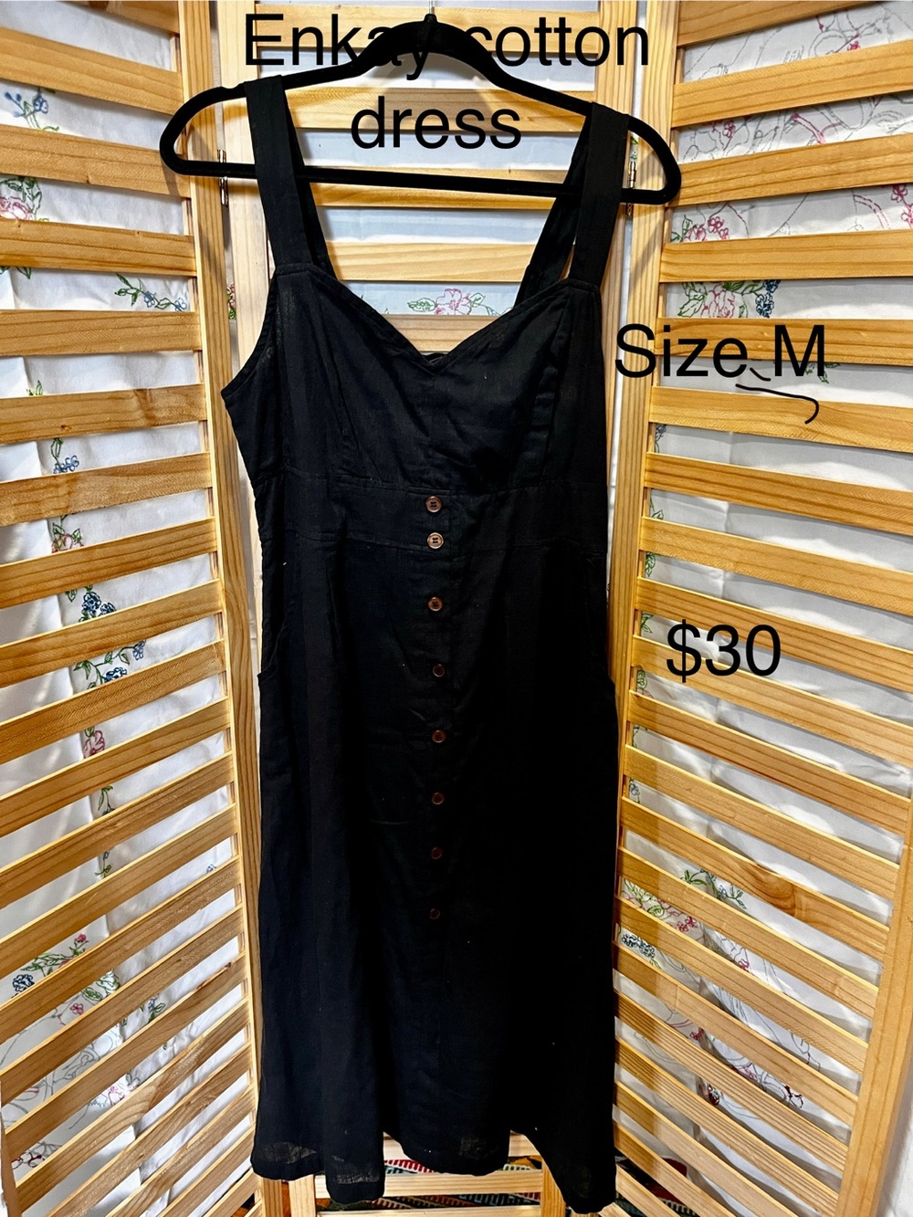 NWT Black Cotton side zip Sundress
